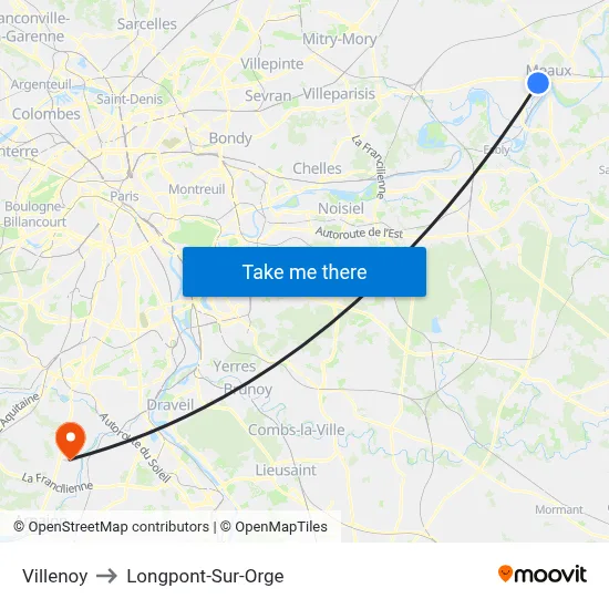 Villenoy to Longpont-Sur-Orge map