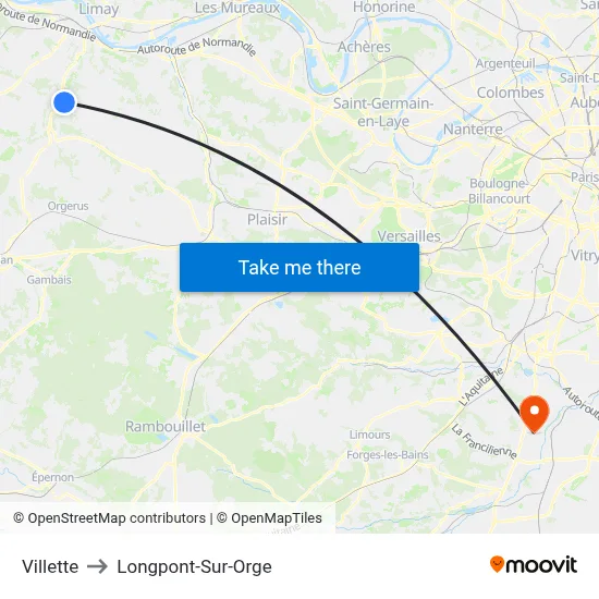 Villette to Longpont-Sur-Orge map