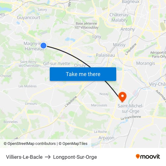 Villiers-Le-Bacle to Longpont-Sur-Orge map