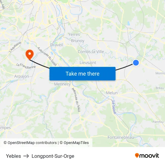 Yebles to Longpont-Sur-Orge map