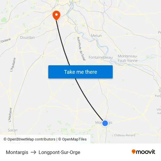 Montargis to Longpont-Sur-Orge map