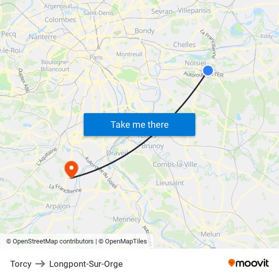 Torcy to Longpont-Sur-Orge map