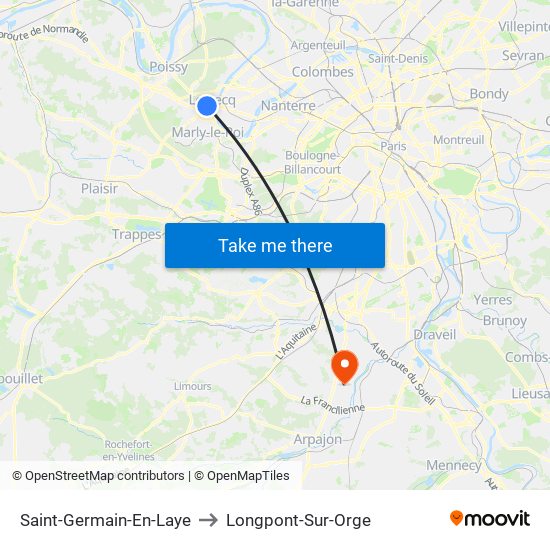 Saint-Germain-En-Laye to Longpont-Sur-Orge map