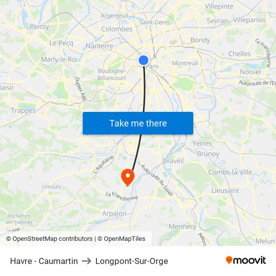Havre - Caumartin to Longpont-Sur-Orge map