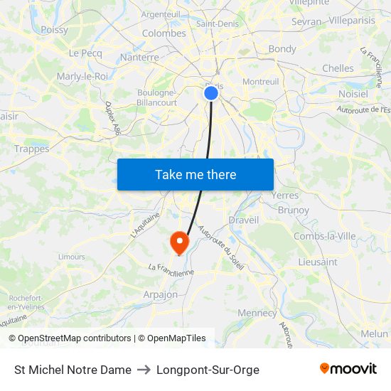 St Michel Notre Dame to Longpont-Sur-Orge map