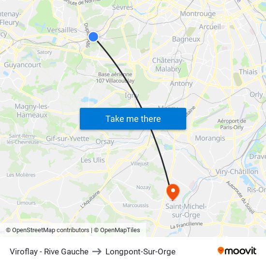 Viroflay - Rive Gauche to Longpont-Sur-Orge map