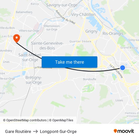 Gare Routière to Longpont-Sur-Orge map