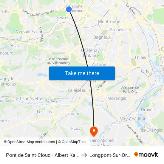 Pont de Saint-Cloud - Albert Kahn to Longpont-Sur-Orge map