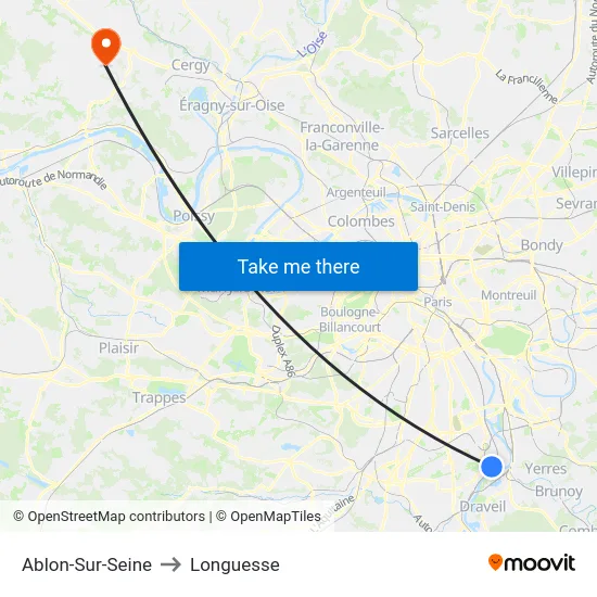 Ablon-Sur-Seine to Longuesse map