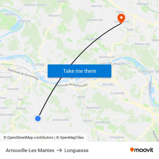 Arnouville-Les-Mantes to Longuesse map