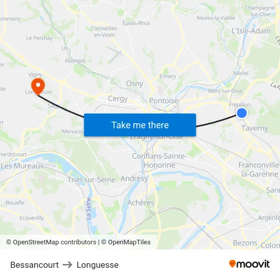 Bessancourt to Longuesse map