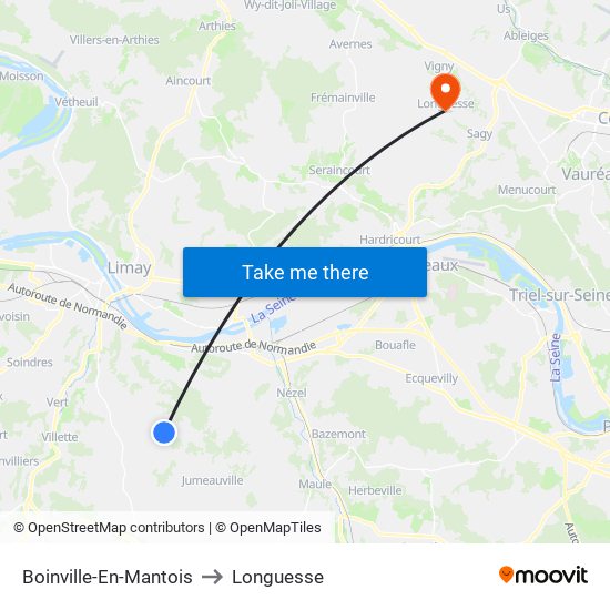 Boinville-En-Mantois to Longuesse map