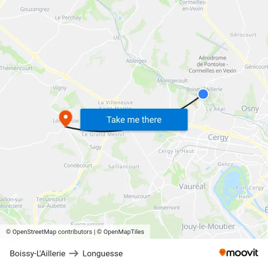 Boissy-L'Aillerie to Longuesse map