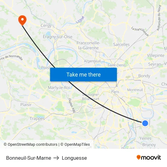 Bonneuil-Sur-Marne to Longuesse map