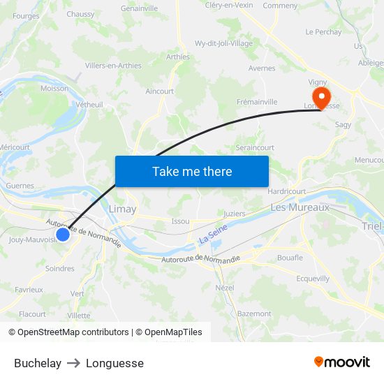 Buchelay to Longuesse map