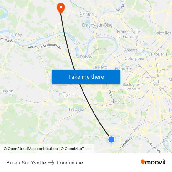 Bures-Sur-Yvette to Longuesse map
