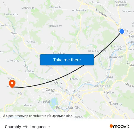 Chambly to Longuesse map