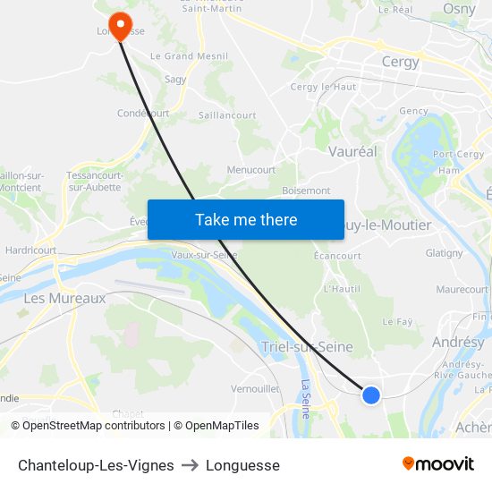 Chanteloup-Les-Vignes to Longuesse map