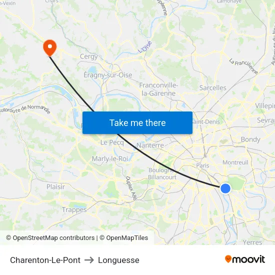 Charenton-Le-Pont to Longuesse map