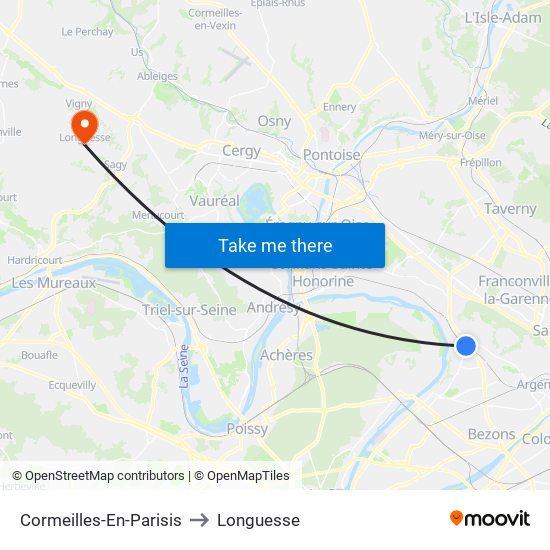 Cormeilles-En-Parisis to Longuesse map