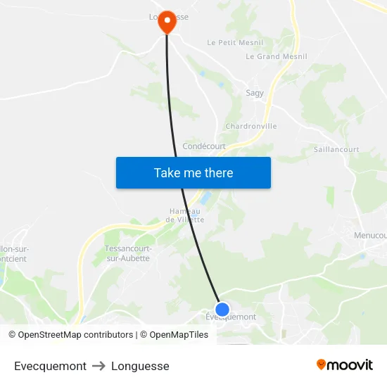 Evecquemont to Longuesse map