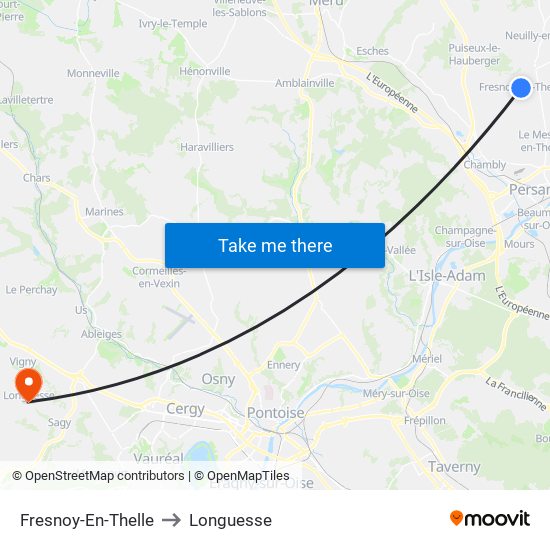 Fresnoy-En-Thelle to Longuesse map