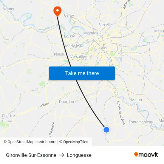 Gironville-Sur-Essonne to Longuesse map