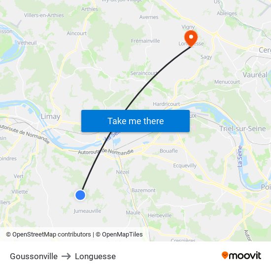 Goussonville to Longuesse map