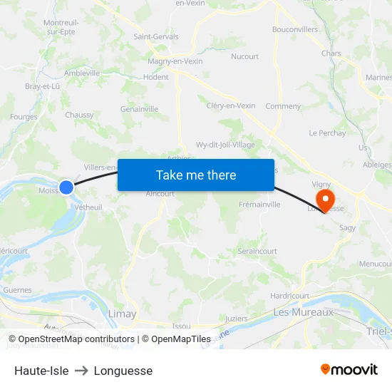 Haute-Isle to Longuesse map