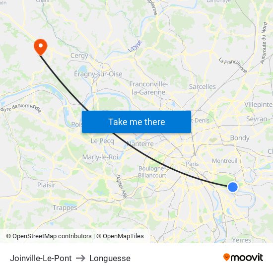 Joinville-Le-Pont to Longuesse map