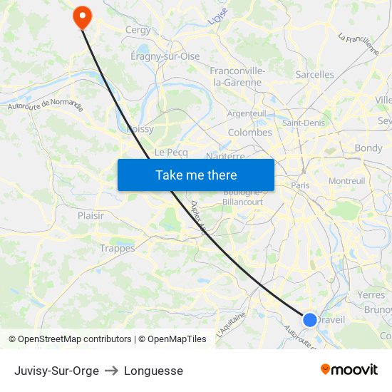 Juvisy-Sur-Orge to Longuesse map