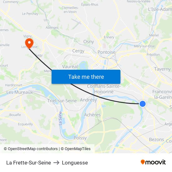 La Frette-Sur-Seine to Longuesse map