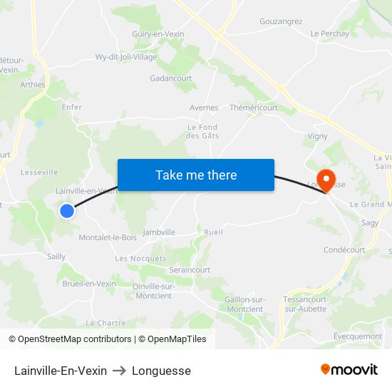 Lainville-En-Vexin to Longuesse map