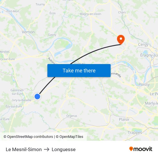 Le Mesnil-Simon to Longuesse map