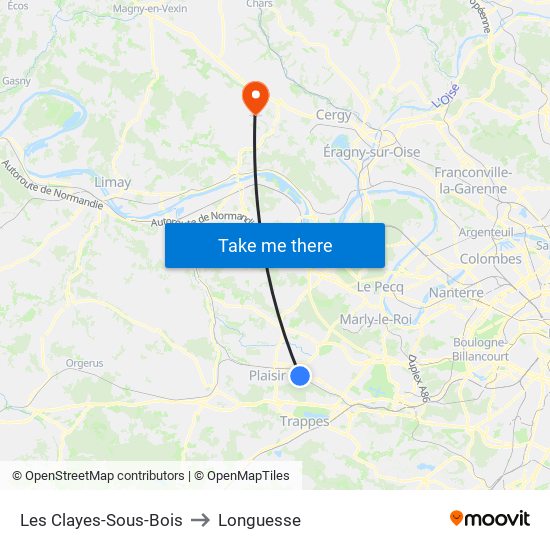 Les Clayes-Sous-Bois to Longuesse map