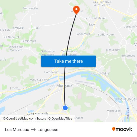 Les Mureaux to Longuesse map