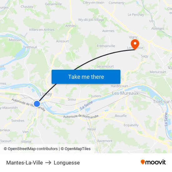 Mantes-La-Ville to Longuesse map