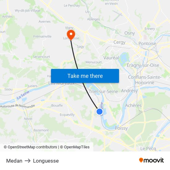 Medan to Longuesse map