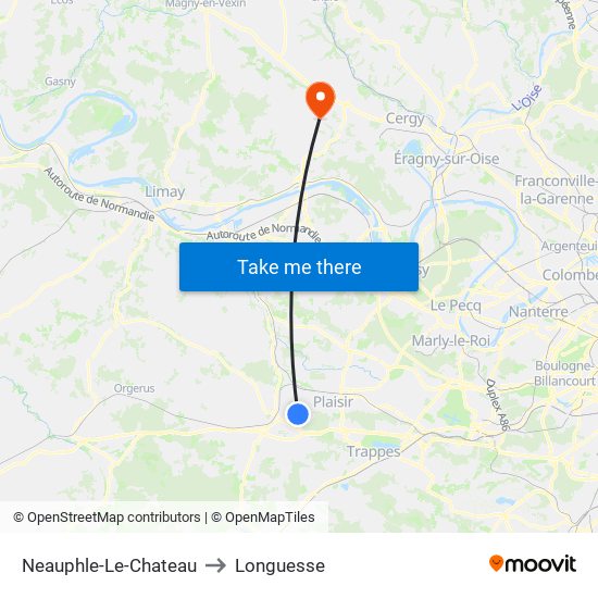 Neauphle-Le-Chateau to Longuesse map