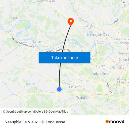 Neauphle-Le-Vieux to Longuesse map