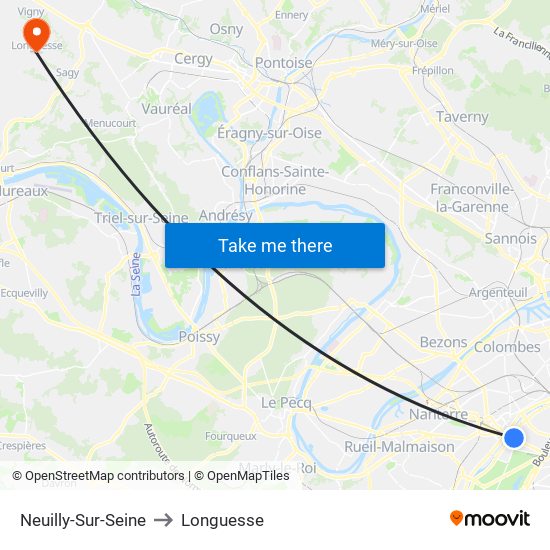 Neuilly-Sur-Seine to Longuesse map