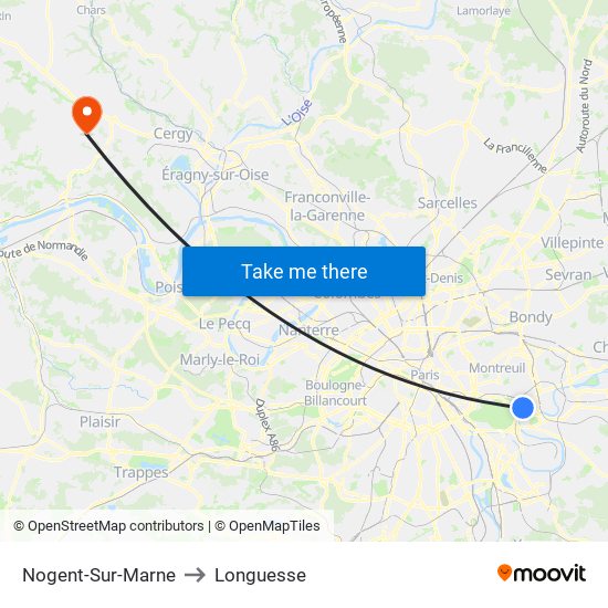 Nogent-Sur-Marne to Longuesse map