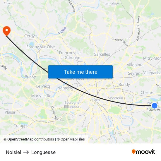 Noisiel to Longuesse map