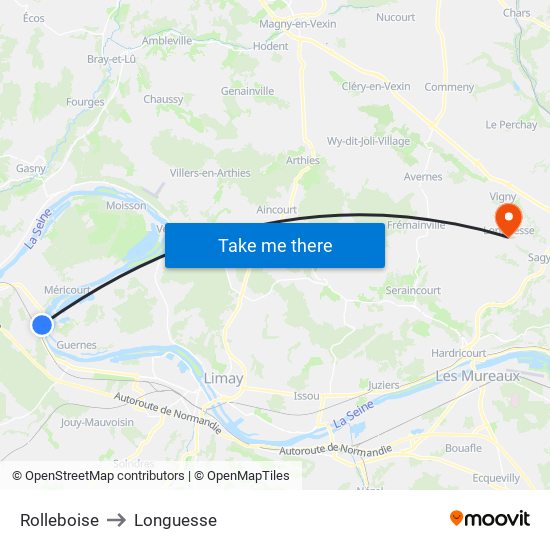 Rolleboise to Longuesse map