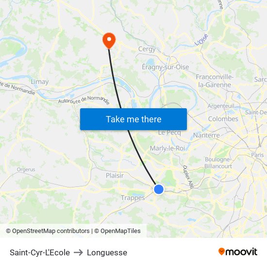 Saint-Cyr-L'Ecole to Longuesse map