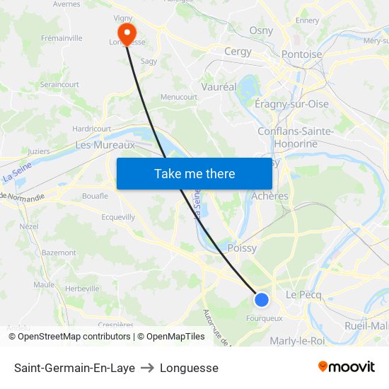 Saint-Germain-En-Laye to Longuesse map