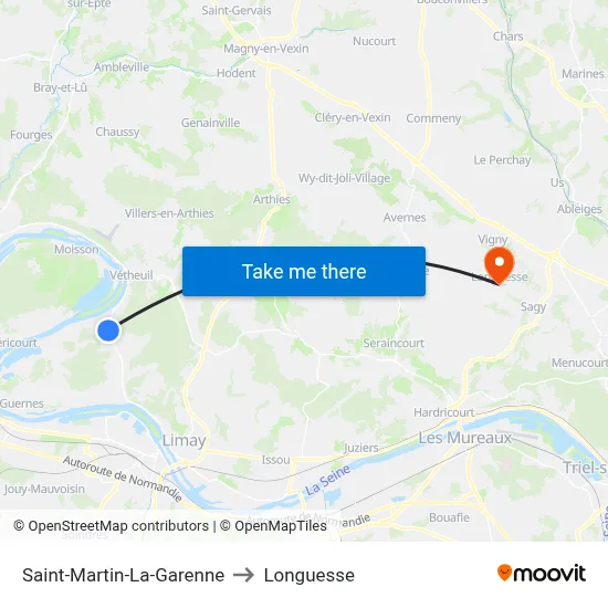 Saint-Martin-La-Garenne to Longuesse map