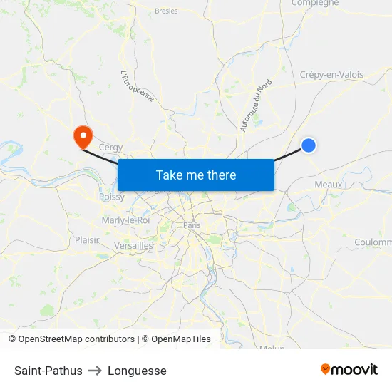 Saint-Pathus to Longuesse map