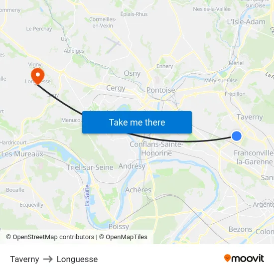 Taverny to Longuesse map