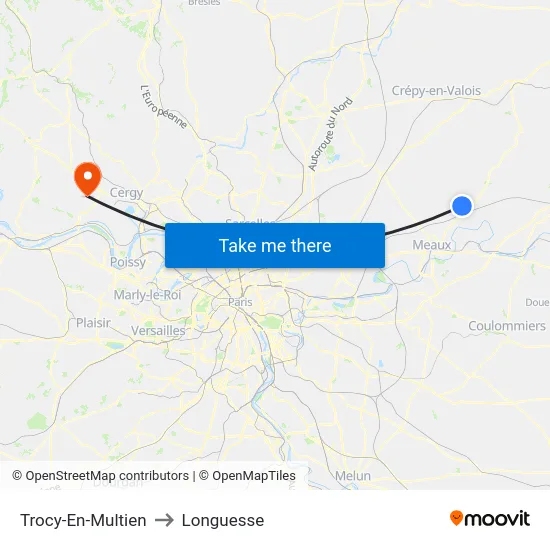 Trocy-En-Multien to Longuesse map